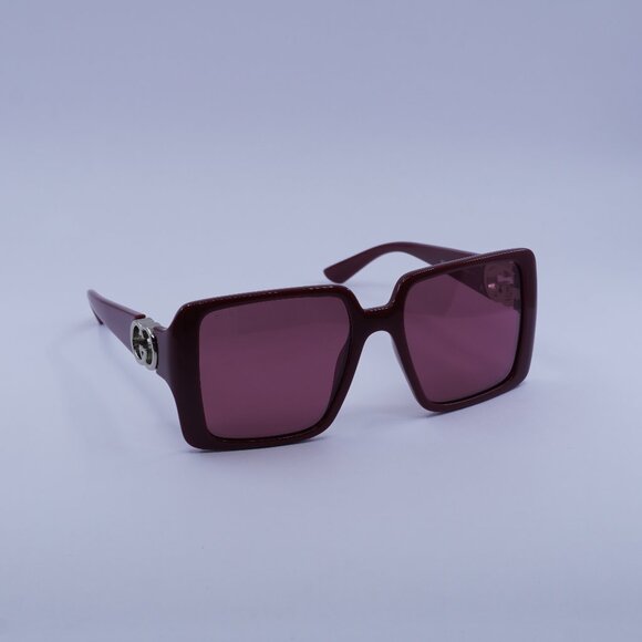 Gucci GG1692S 005 Sunglasses Burgundy Square Frame, Burgundy Lenses - Picture 1 of 11